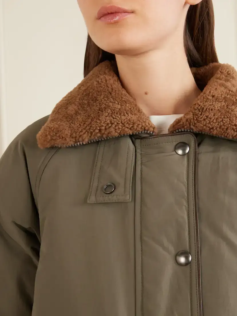 Brunello Cucinelli Shearling-trimmed Padded Cotton-blend Down Jacket | Thumbnail 4 Brunello Cucinelli Shearling-trimmed Padded Cotton-blend Down Jacket | Thumbnail 4