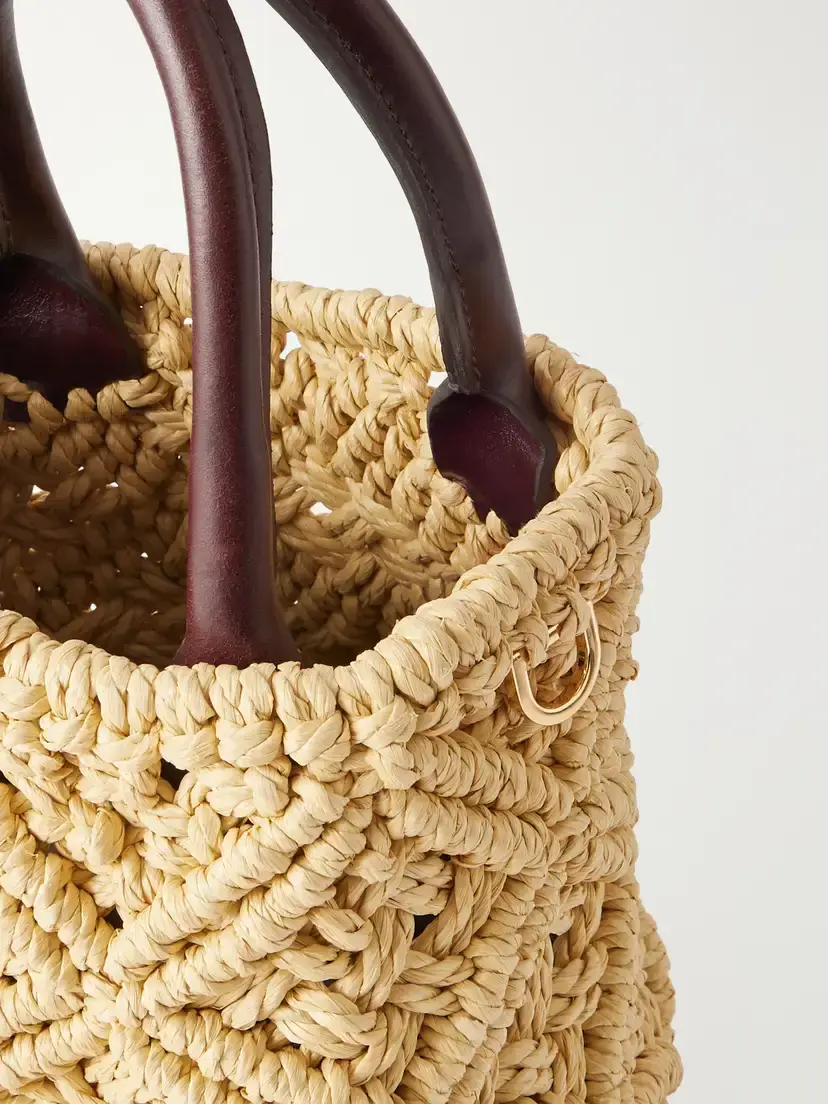 AMANU The Zanzibar Leather-trimmed Raffia-effect Woven Mini Bag | Thumbnail 5