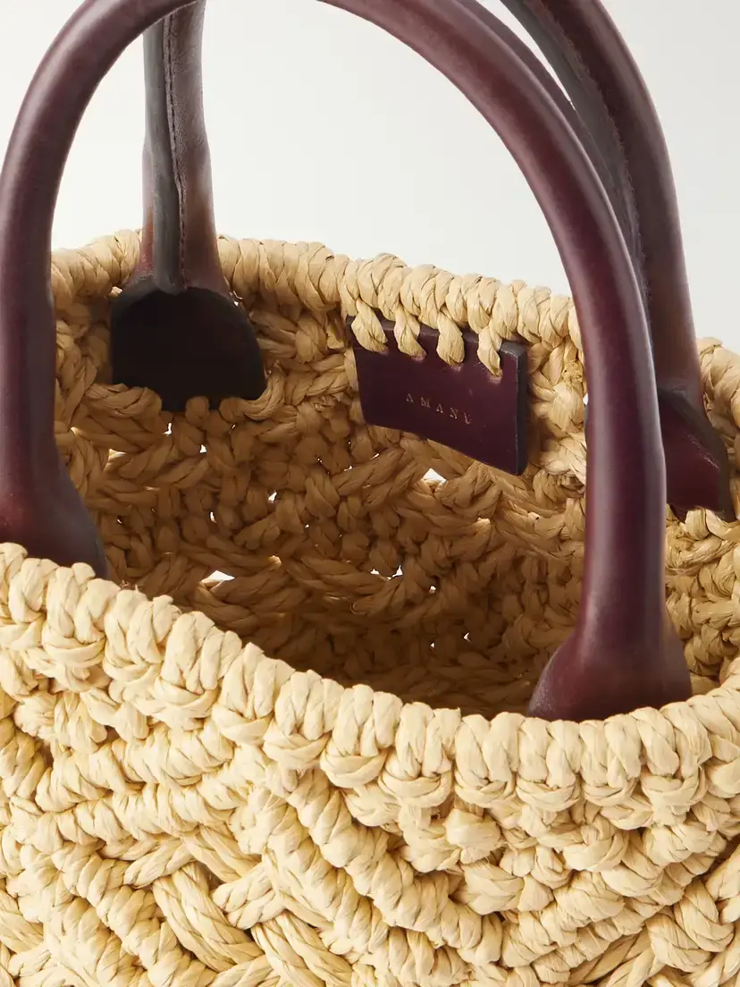 AMANU The Zanzibar Leather-trimmed Raffia-effect Woven Mini Bag | Thumbnail 6