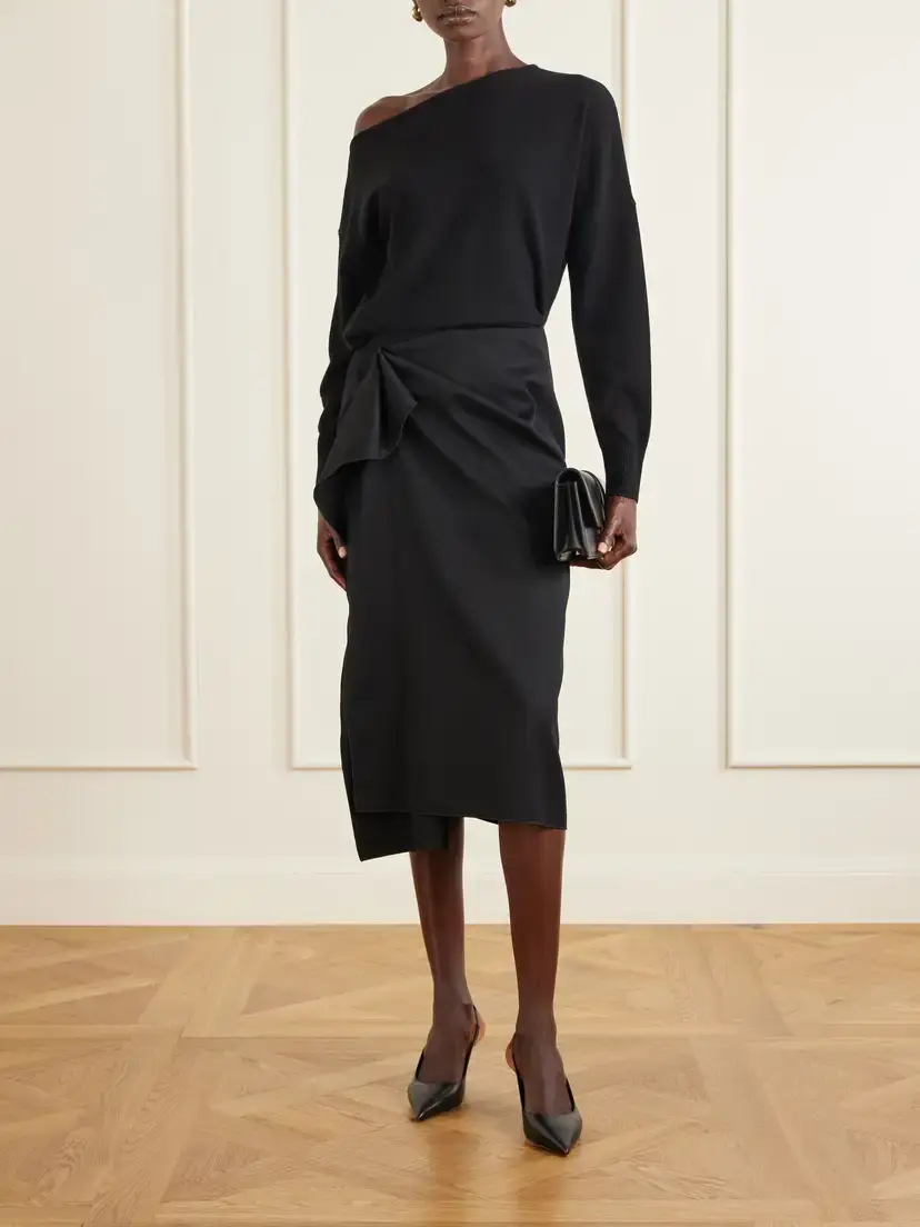 Lanvin Asymmetric Wool Midi Skirt | Thumbnail 2