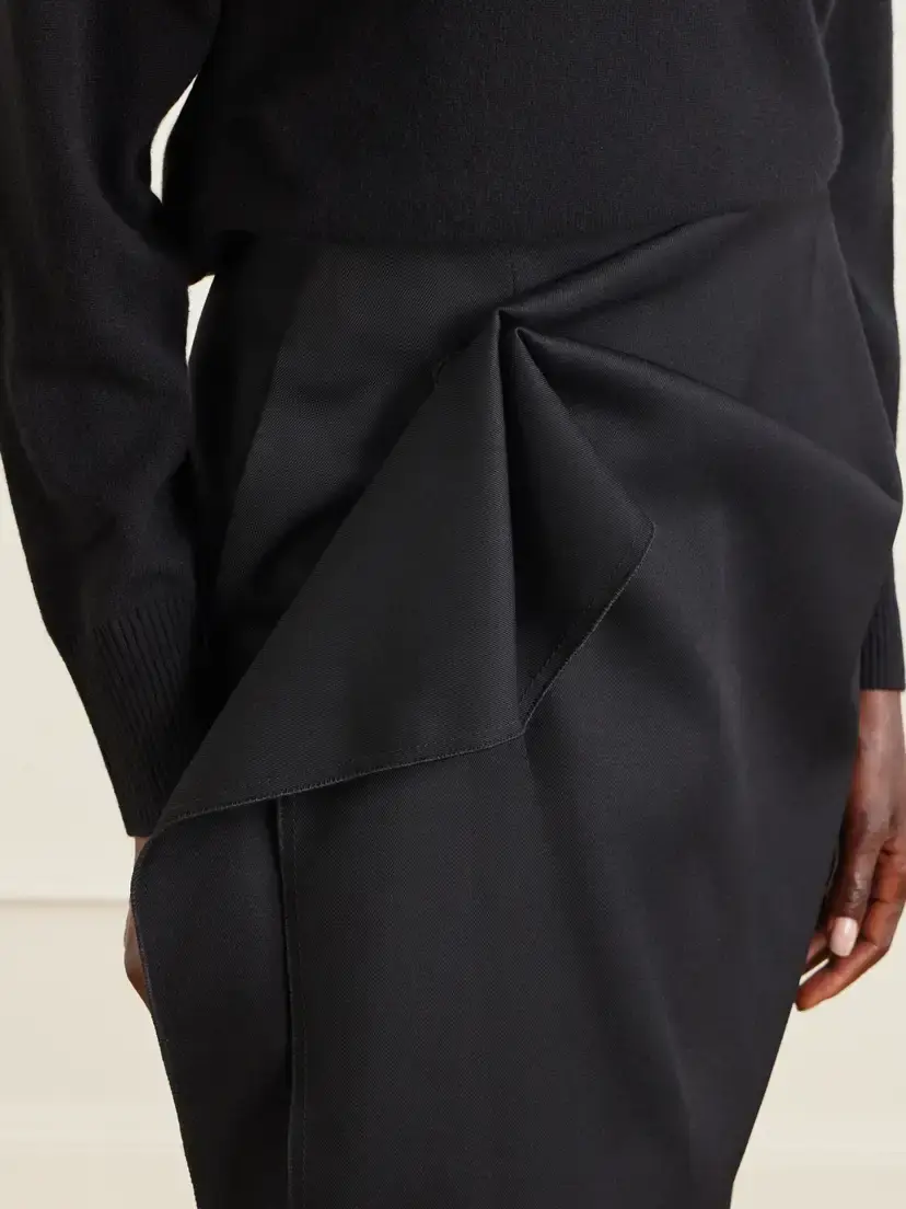 Lanvin Asymmetric Wool Midi Skirt | Thumbnail 4