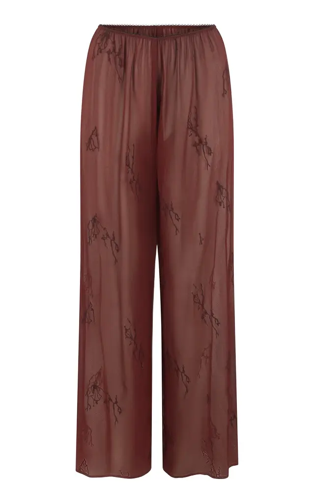 Harris Tapper Exclusive Irving Sheer Embroidered Silk Trousers