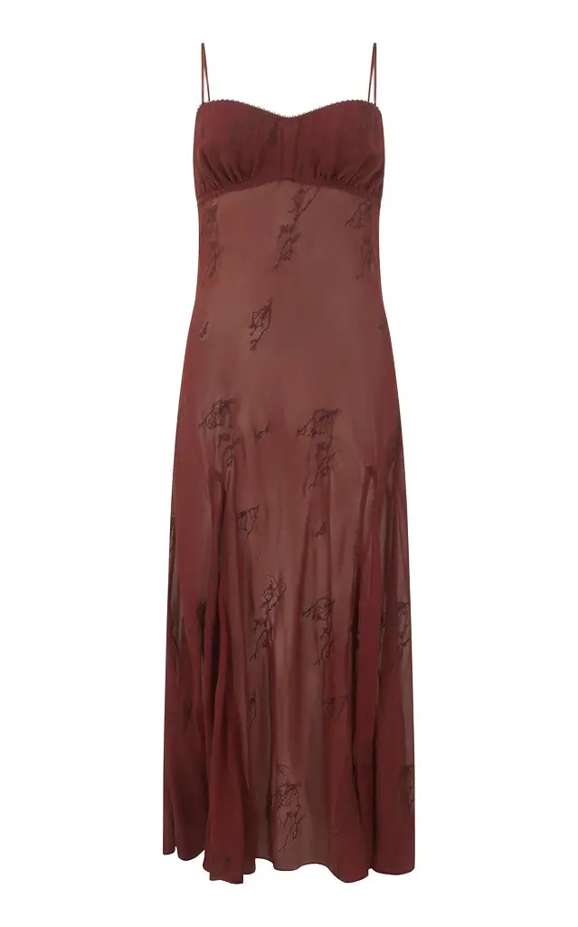 Harris Tapper Boudoir Embroidered Silk Slip Dress