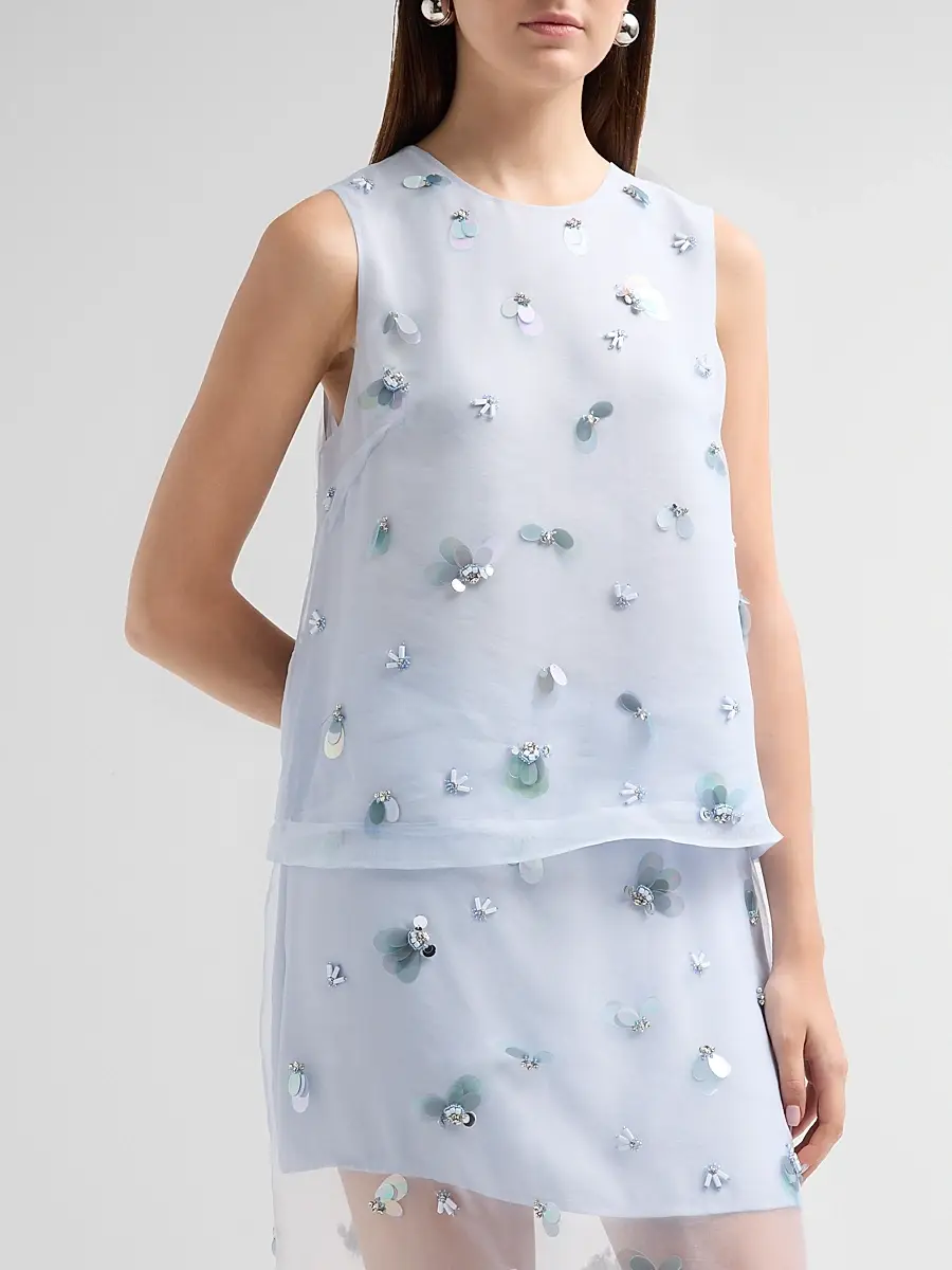 Simkhai Women's Celia Embellished Silk Top | Thumbnail 4 Simkhai Women's Celia Embellished Silk Top | Thumbnail 4