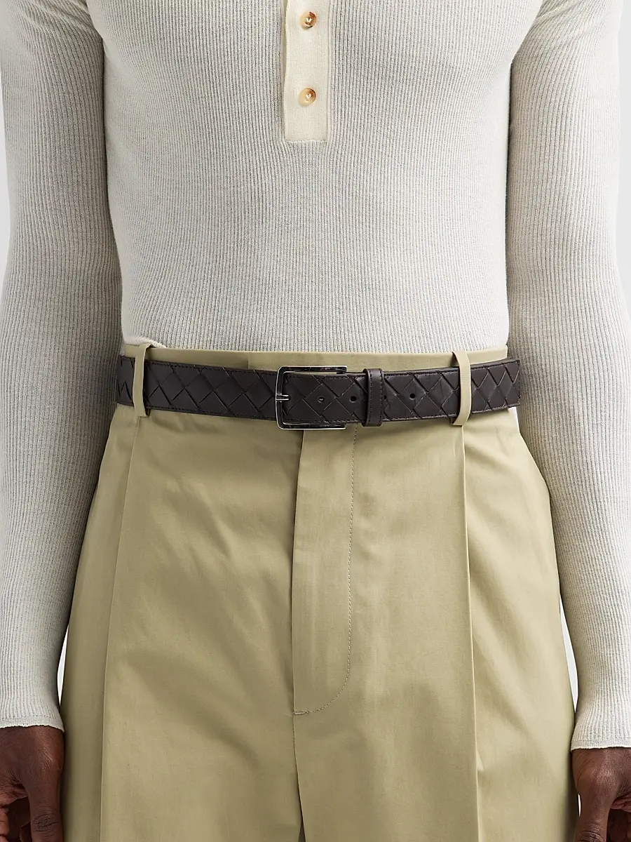 Bottega Veneta Men's Intrecciato Leather Belt | Thumbnail 2 Bottega Veneta Men's Intrecciato Leather Belt | Thumbnail 2