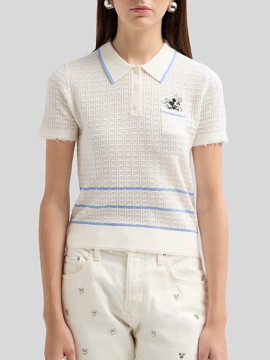 RE/DONE Women's Mickey Pointelle-Knit Polo Top | Thumbnail 5 RE/DONE Women's Mickey Pointelle-Knit Polo Top | Thumbnail 5