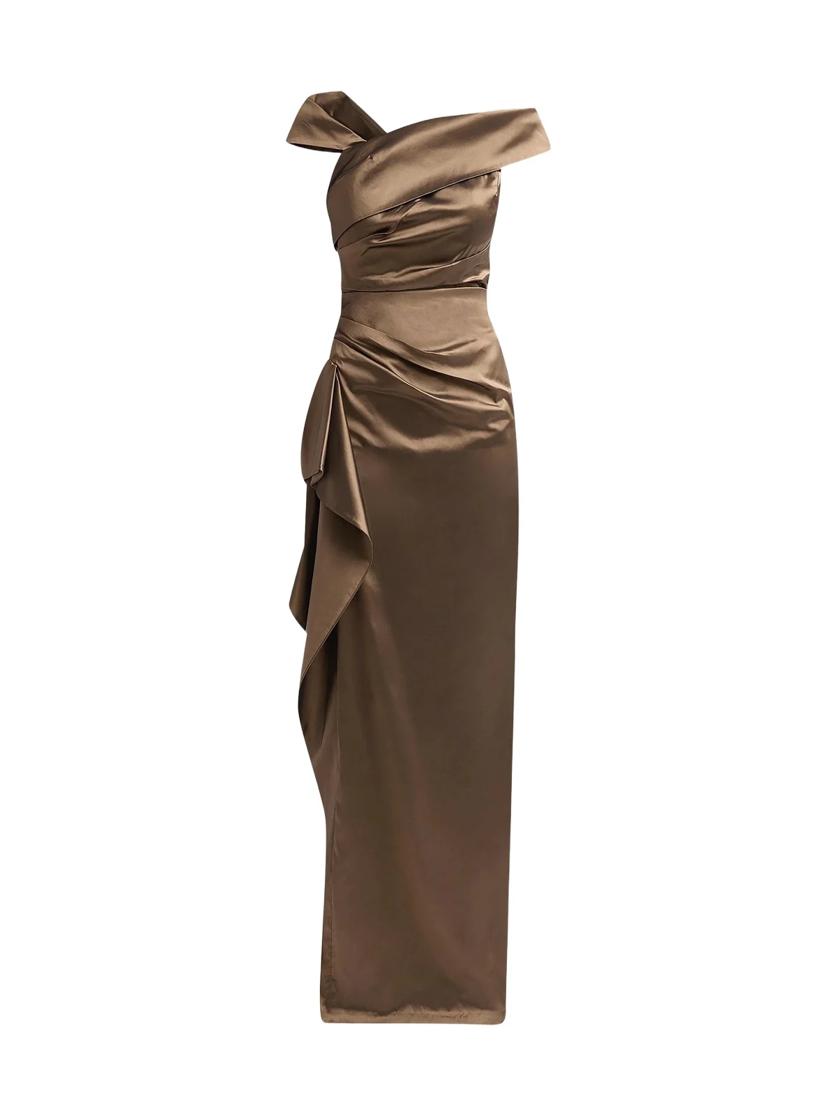 Teri Jon by Rickie Freeman Women's Draped Woven Taffeta Column Gown