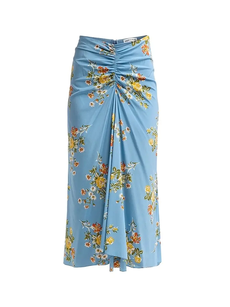 Veronica Beard Women's Limani Silk-Blend Midi Skirt - Blue River Multi | Image 1 Veronica Beard Women's Limani Silk-Blend Midi Skirt - Blue River Multi | Image 1