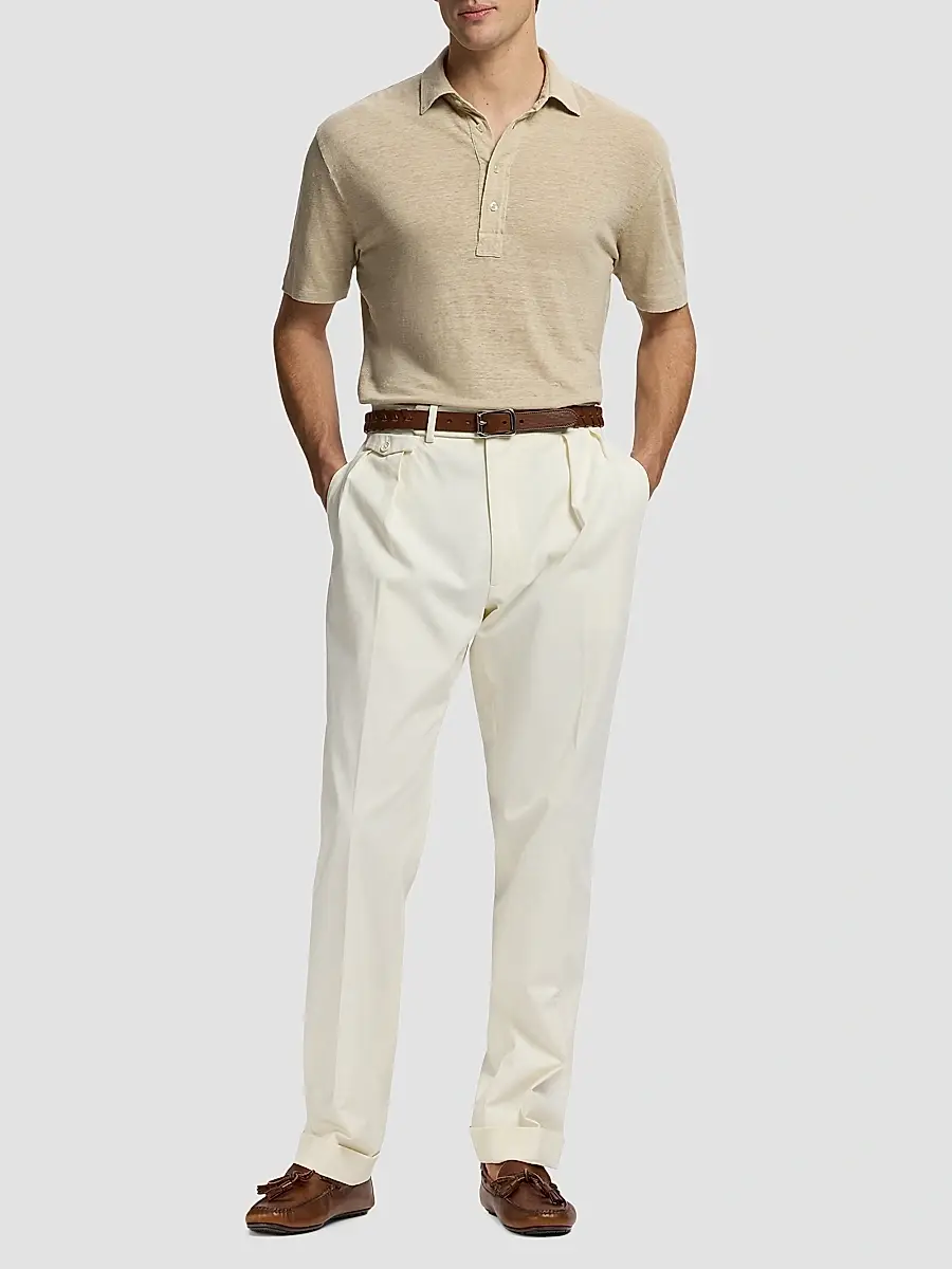 Ralph Lauren Purple Label Men's Linen-Jersey Short-Sleeve Polo Shirt | Thumbnail 2
