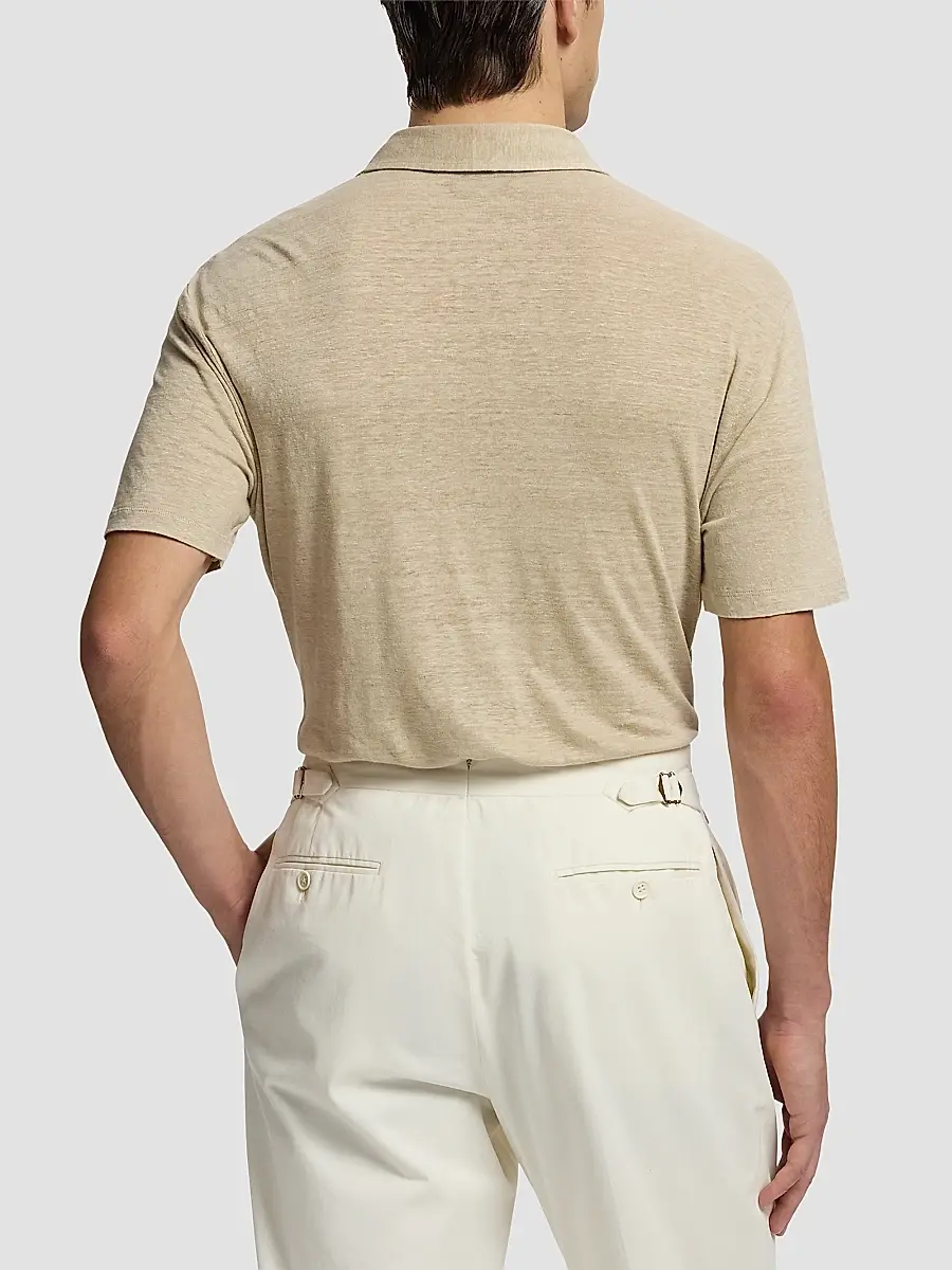 Ralph Lauren Purple Label Men's Linen-Jersey Short-Sleeve Polo Shirt | Thumbnail 3