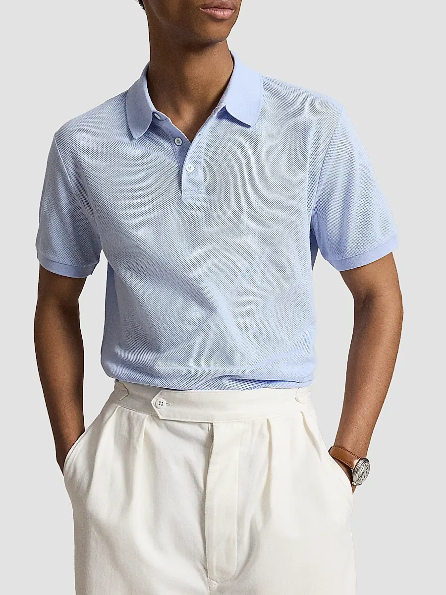 Polo Ralph Lauren Men's Cotton Pointelle Polo Shirt | Thumbnail 4 Polo Ralph Lauren Men's Cotton Pointelle Polo Shirt | Thumbnail 4
