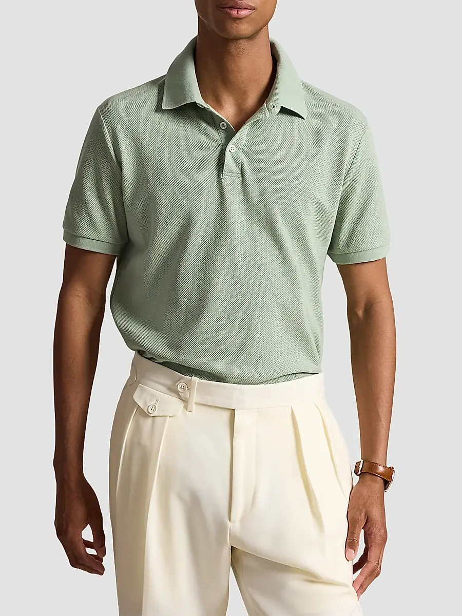 Polo Ralph Lauren Men's Cotton Pointelle Polo Shirt | Thumbnail 4 Polo Ralph Lauren Men's Cotton Pointelle Polo Shirt | Thumbnail 4