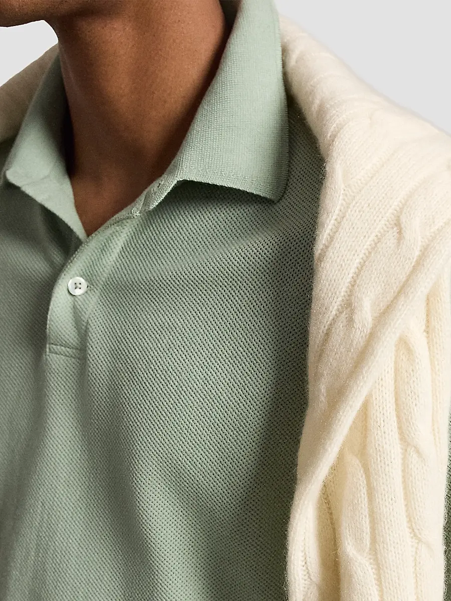Polo Ralph Lauren Men's Cotton Pointelle Polo Shirt | Thumbnail 5 Polo Ralph Lauren Men's Cotton Pointelle Polo Shirt | Thumbnail 5