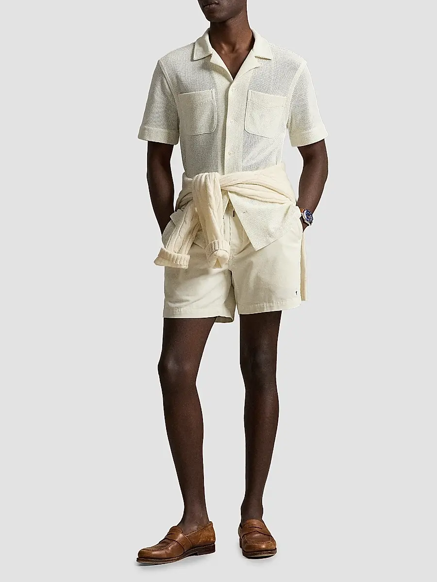 Polo Ralph Lauren Men's Pointelle Textured Short-Sleeve Shirt | Thumbnail 2 Polo Ralph Lauren Men's Pointelle Textured Short-Sleeve Shirt | Thumbnail 2
