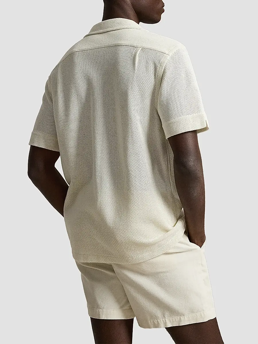 Polo Ralph Lauren Men's Pointelle Textured Short-Sleeve Shirt | Thumbnail 3 Polo Ralph Lauren Men's Pointelle Textured Short-Sleeve Shirt | Thumbnail 3