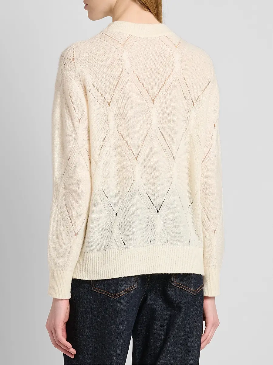 Kiton Women's Pointelle Cable-Knit Cashmere-Silk Sweater | Thumbnail 3 Kiton Women's Pointelle Cable-Knit Cashmere-Silk Sweater | Thumbnail 3