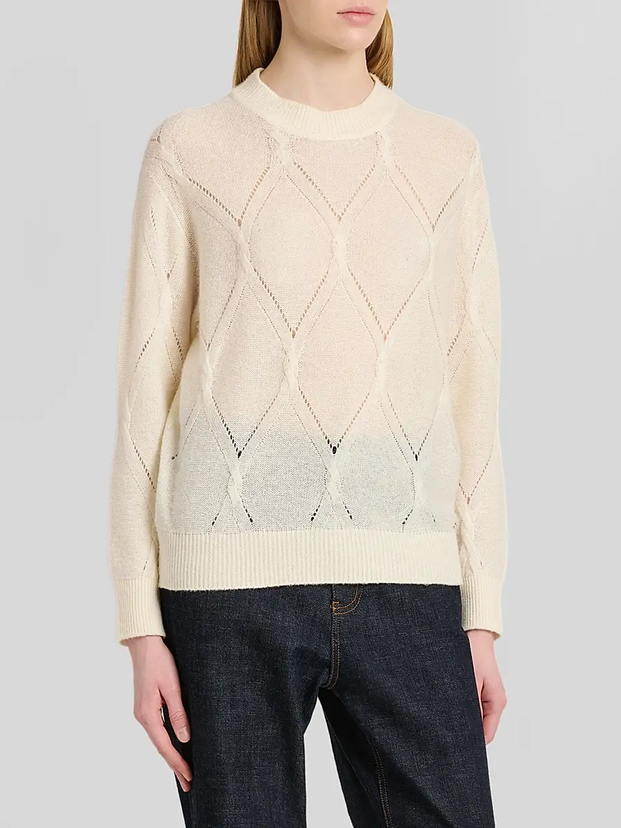 Kiton Women's Pointelle Cable-Knit Cashmere-Silk Sweater | Thumbnail 4 Kiton Women's Pointelle Cable-Knit Cashmere-Silk Sweater | Thumbnail 4