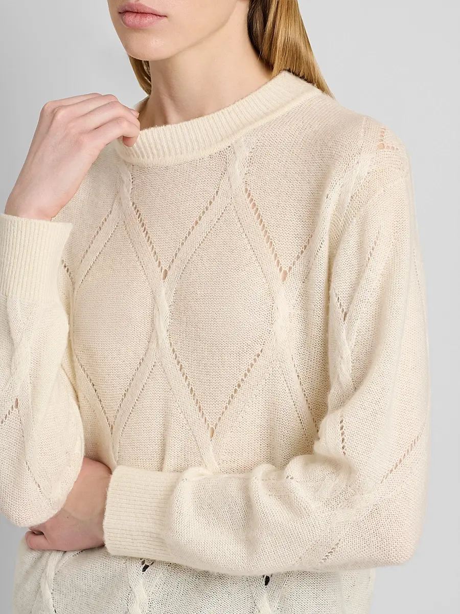 Kiton Women's Pointelle Cable-Knit Cashmere-Silk Sweater | Thumbnail 5 Kiton Women's Pointelle Cable-Knit Cashmere-Silk Sweater | Thumbnail 5