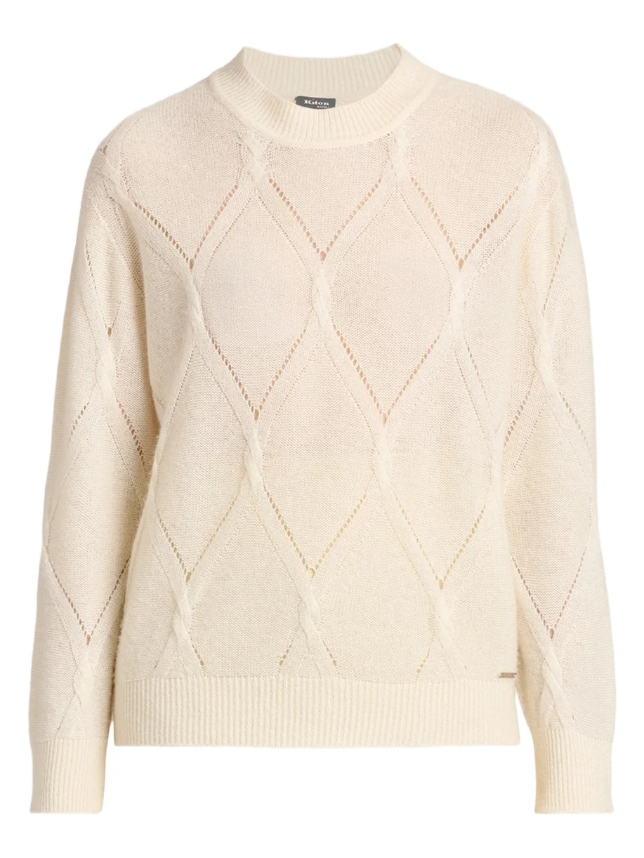 Women's Pointelle Cable-Knit Cashmere-Silk Sweater Women's Pointelle Cable-Knit Cashmere-Silk Sweater