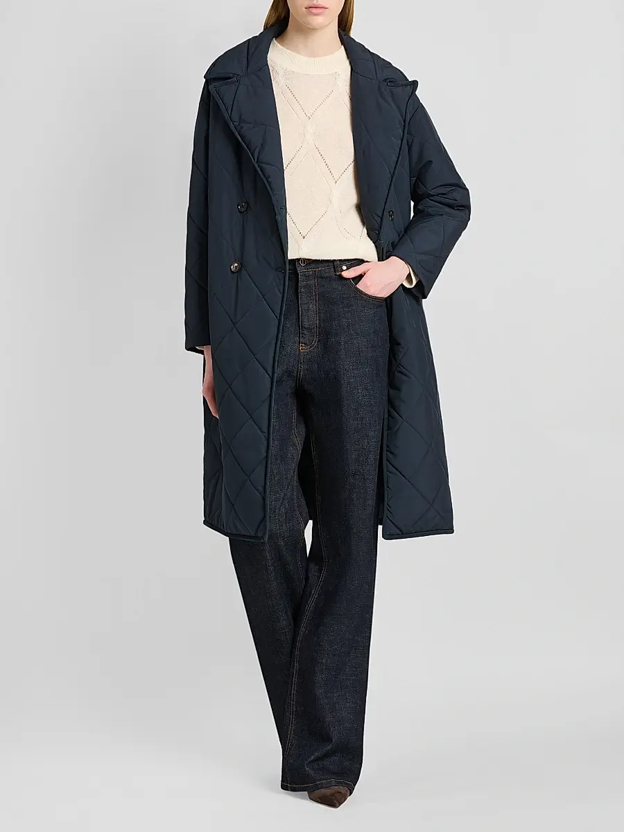 Kiton Women's Quilted Belted Trench Coat | Thumbnail 2 Kiton Women's Quilted Belted Trench Coat | Thumbnail 2