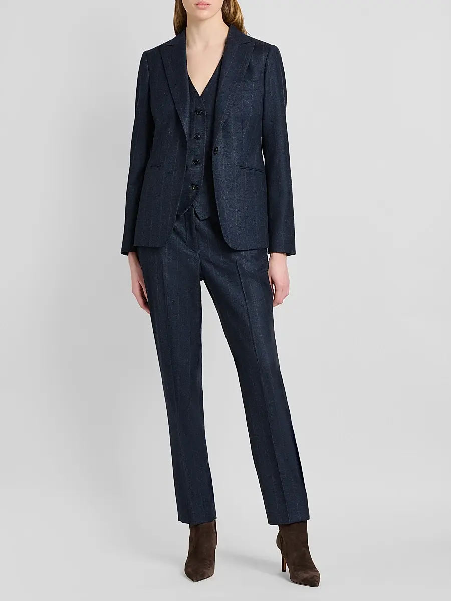 Kiton Women's Pinstriped Wool-Cashmere Blazer | Thumbnail 2 Kiton Women's Pinstriped Wool-Cashmere Blazer | Thumbnail 2