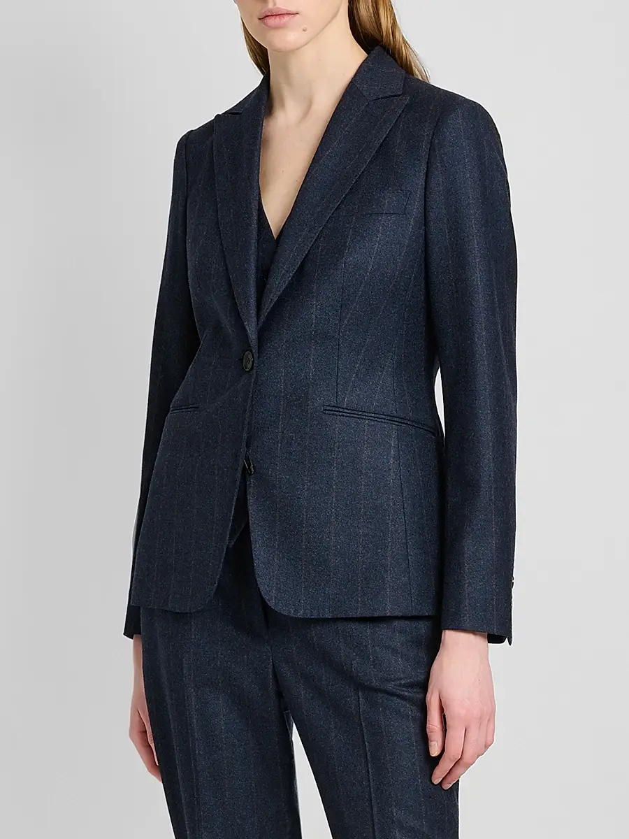 Kiton Women's Pinstriped Wool-Cashmere Blazer | Thumbnail 4 Kiton Women's Pinstriped Wool-Cashmere Blazer | Thumbnail 4