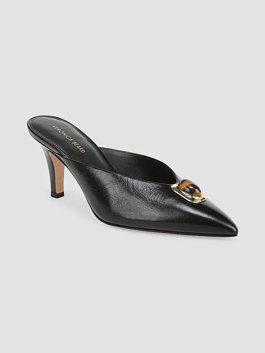 Veronica Beard Women's Rochelle 75MM Cabochon Leather Mules | Thumbnail 2 Veronica Beard Women's Rochelle 75MM Cabochon Leather Mules | Thumbnail 2