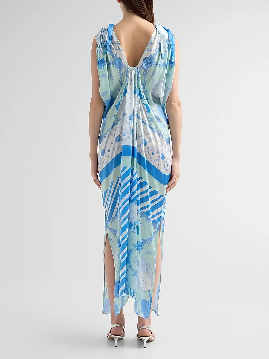 VERANDAH Women's Bejewelled Hand-Knotted Drape Maxi Dress | Thumbnail 3