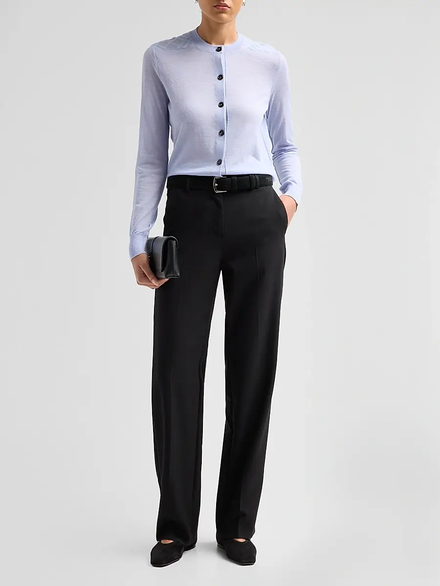 Burberry Women's Wendy Wool Check-Shoulder Cardigan | Thumbnail 2
