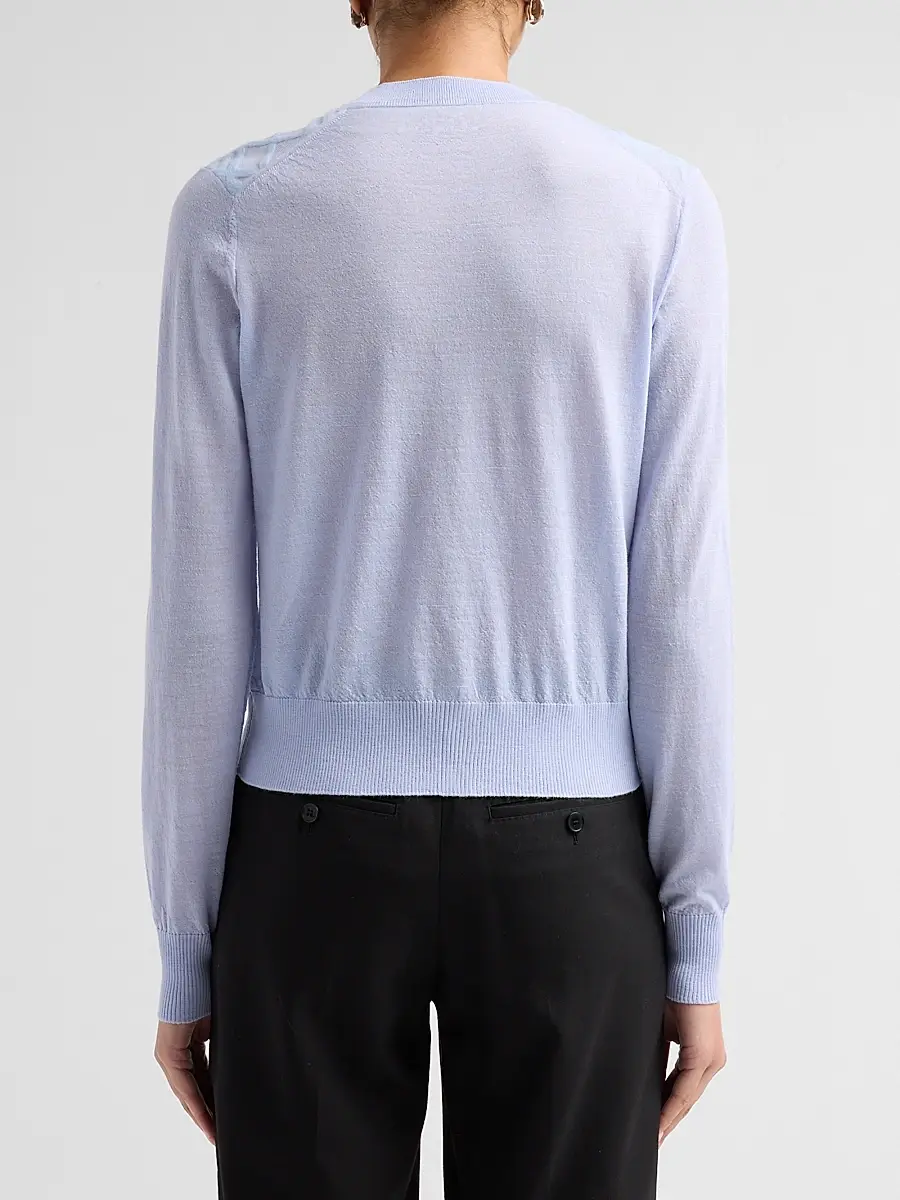 Burberry Women's Wendy Wool Check-Shoulder Cardigan | Thumbnail 3
