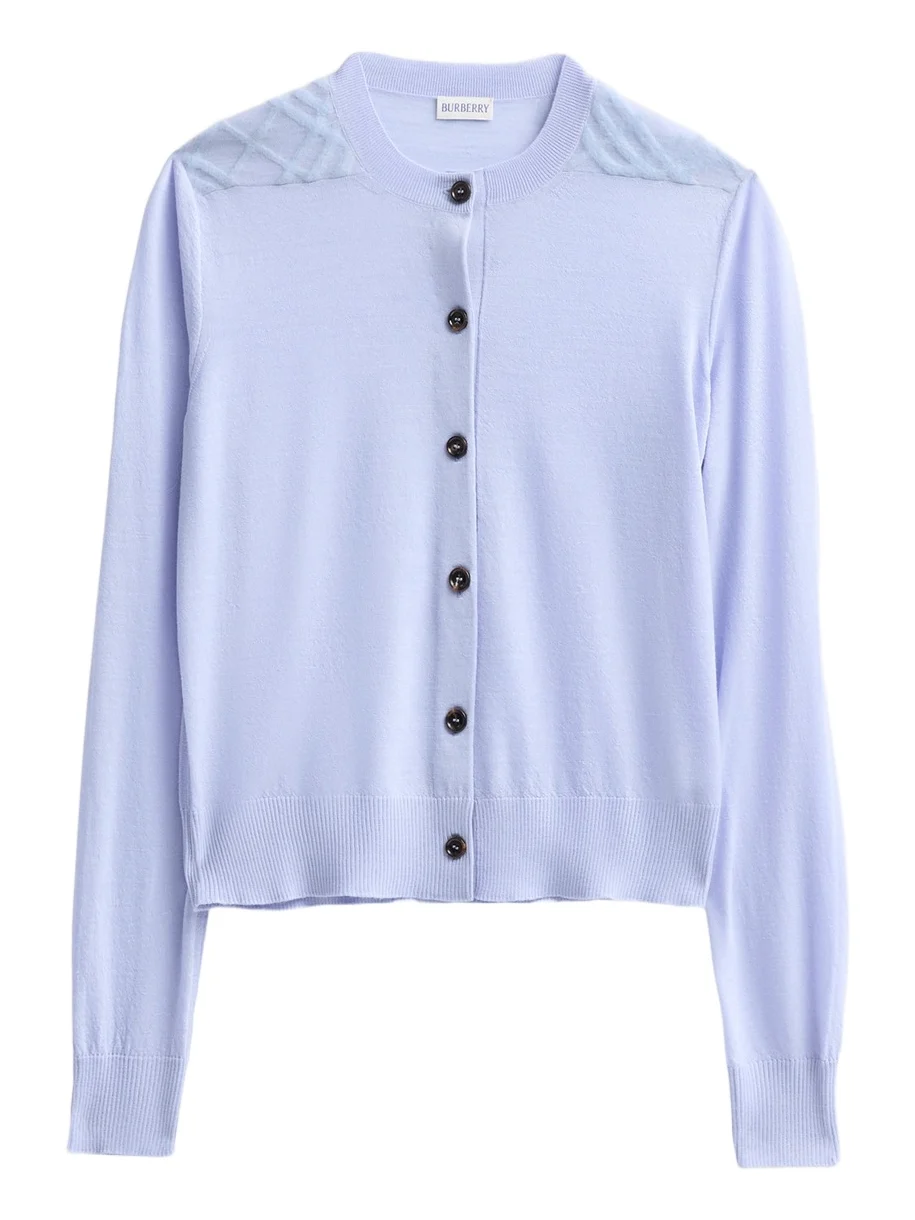 Women's Wendy Wool Check-Shoulder Cardigan Women's Wendy Wool Check-Shoulder Cardigan