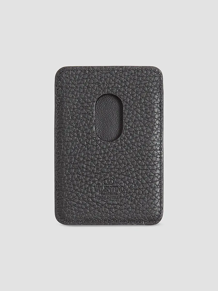 Valentino Women's Rockstud Magnetic Cardholder in Grainy Calfskin - Black | Thumbnail 2 Valentino Women's Rockstud Magnetic Cardholder in Grainy Calfskin - Black | Thumbnail 2