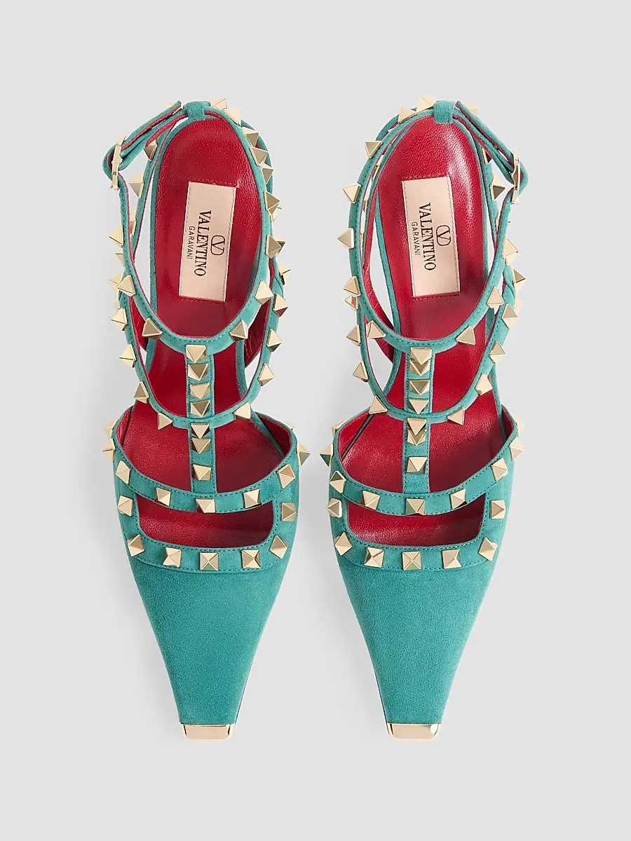 Valentino Women's Rockstud Suede 100MM Pumps | Thumbnail 4 Valentino Women's Rockstud Suede 100MM Pumps | Thumbnail 4
