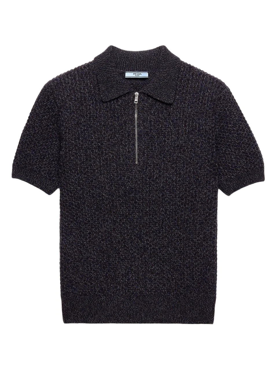 Women's Short-Sleeved Wool and Mouliné Cashmere Polo Sweater Women's Short-Sleeved Wool and Mouliné Cashmere Polo Sweater