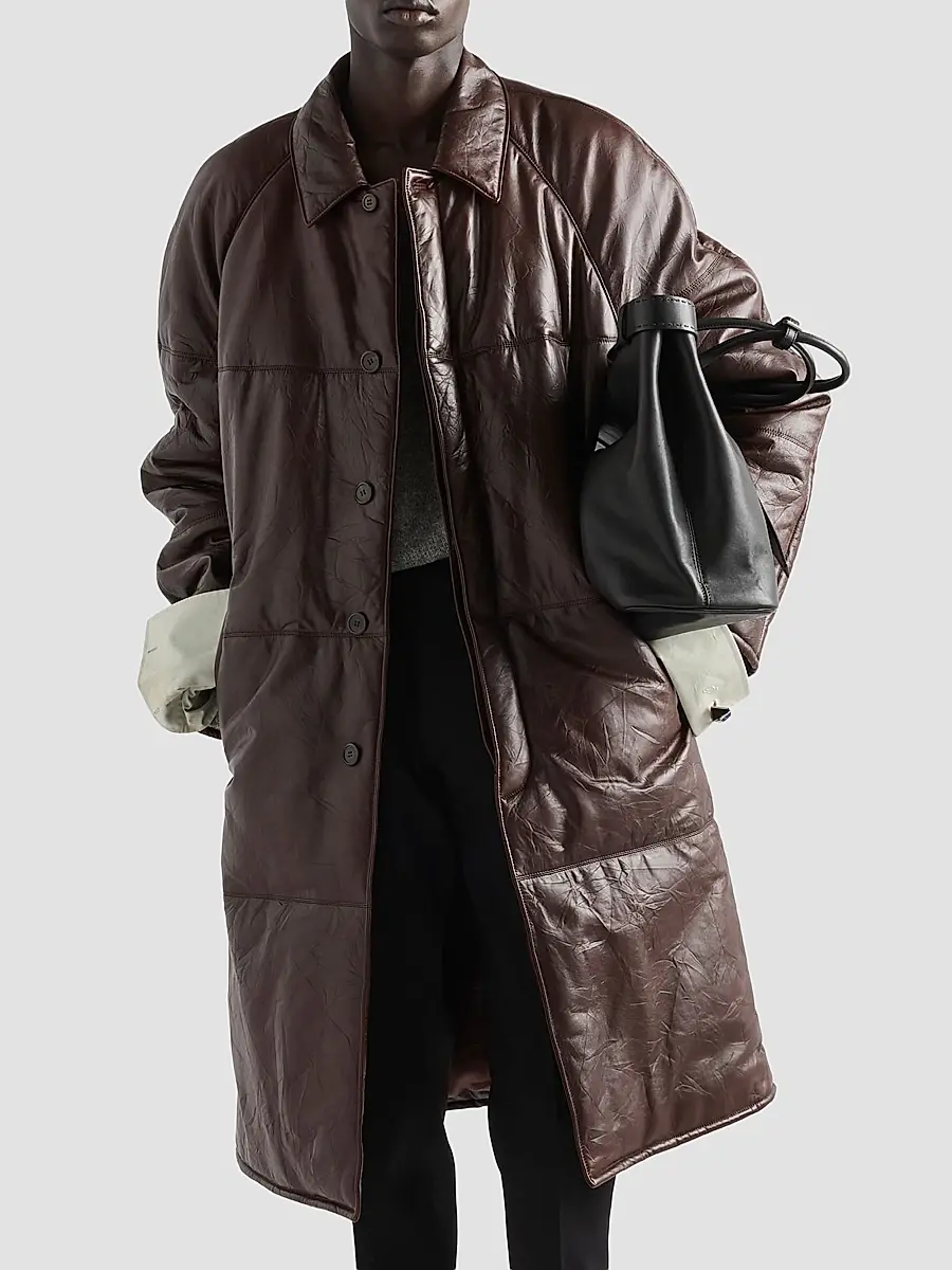 Prada Men's Padded Nappa Leather Coat | Thumbnail 2 Prada Men's Padded Nappa Leather Coat | Thumbnail 2