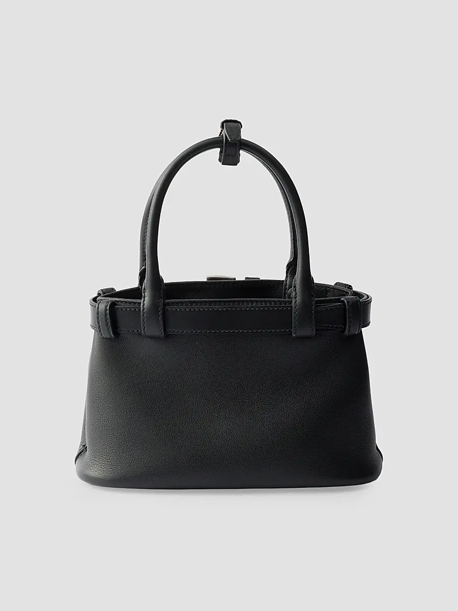 Prada Women's Buckle Small Leather Top Handle Bag with Belt - Black | Thumbnail 3 Prada Women's Buckle Small Leather Top Handle Bag with Belt - Black | Thumbnail 3