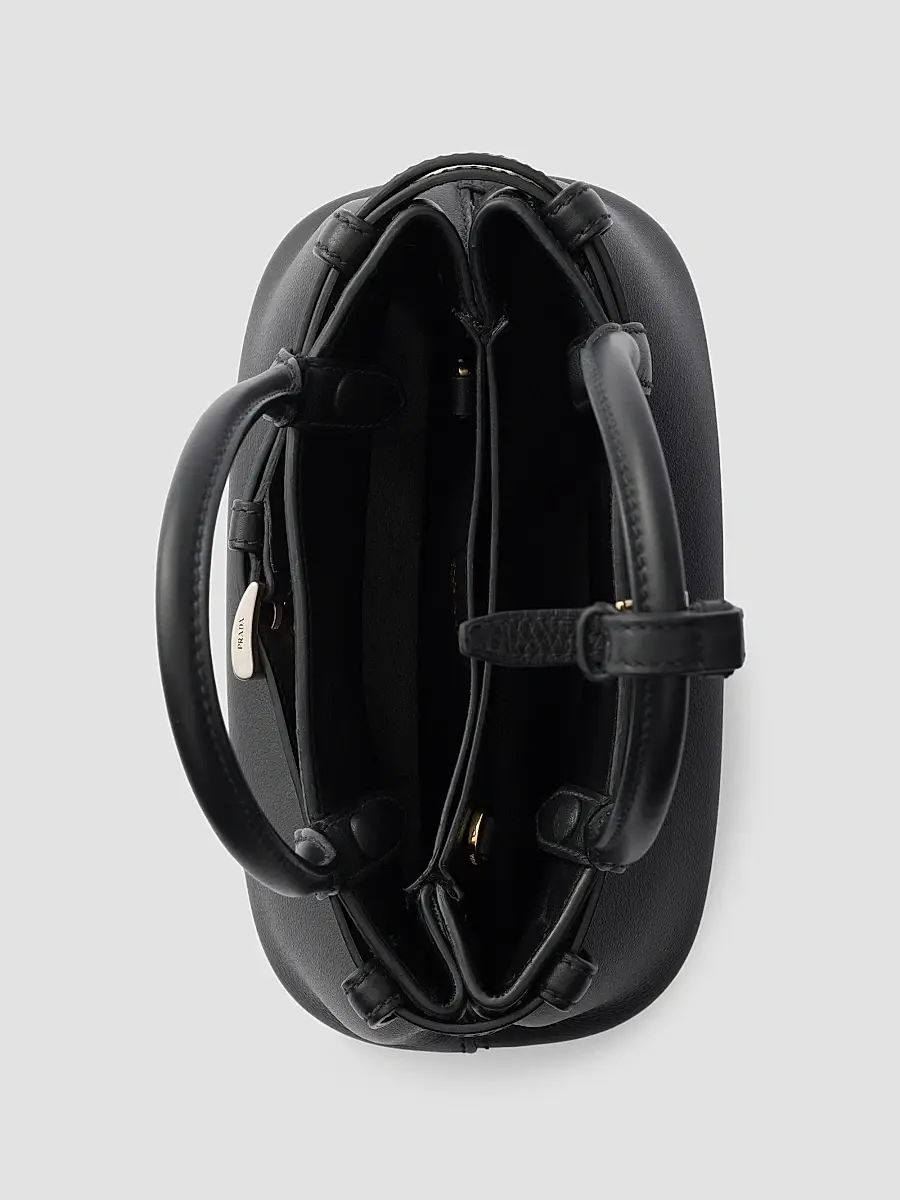 Prada Women's Buckle Small Leather Top Handle Bag with Belt - Black | Thumbnail 4 Prada Women's Buckle Small Leather Top Handle Bag with Belt - Black | Thumbnail 4