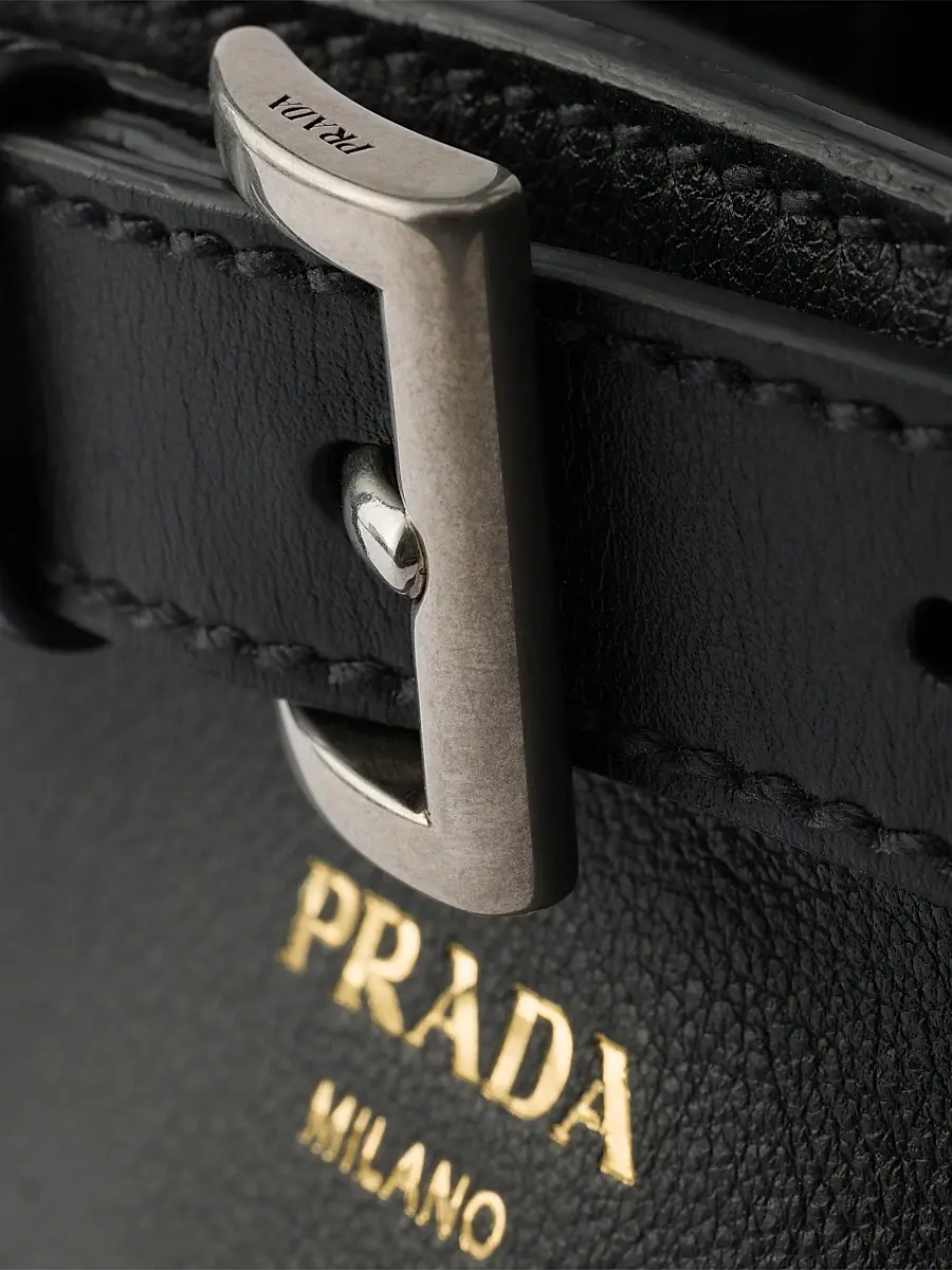 Prada Women's Buckle Small Leather Top Handle Bag with Belt - Black | Thumbnail 5 Prada Women's Buckle Small Leather Top Handle Bag with Belt - Black | Thumbnail 5