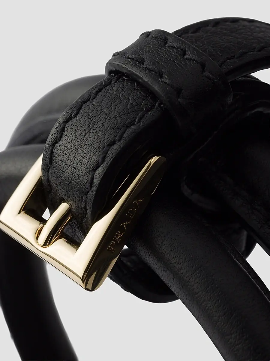 Prada Women's Buckle Small Leather Top Handle Bag with Belt - Black | Thumbnail 6 Prada Women's Buckle Small Leather Top Handle Bag with Belt - Black | Thumbnail 6