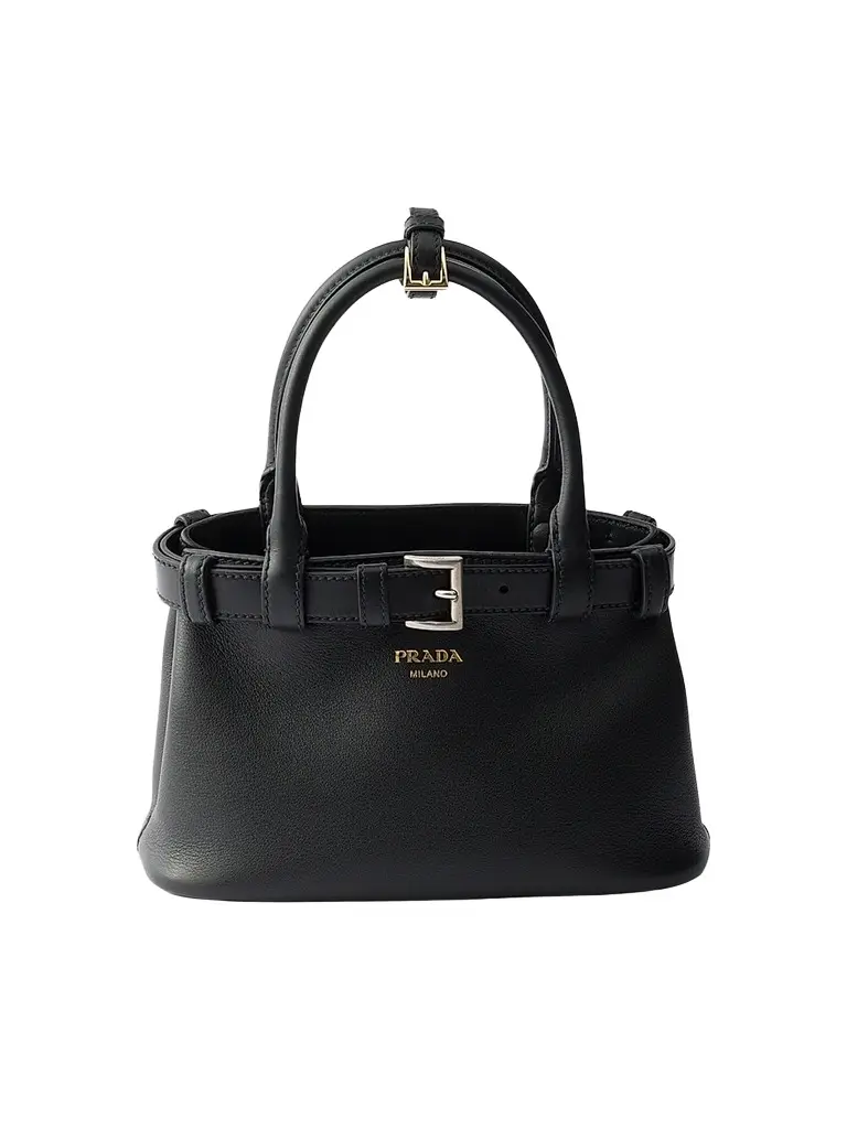 Prada Women's Buckle Small Leather Top Handle Bag with Belt | Image 1 Prada Women's Buckle Small Leather Top Handle Bag with Belt | Image 1
