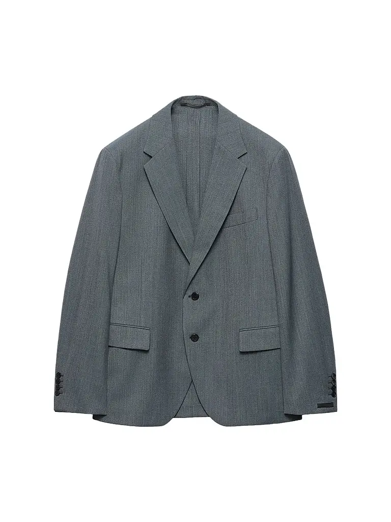 Prada Men's Single-Breasted Wool Jacket - Blue | Image 1 Prada Men's Single-Breasted Wool Jacket - Blue | Image 1
