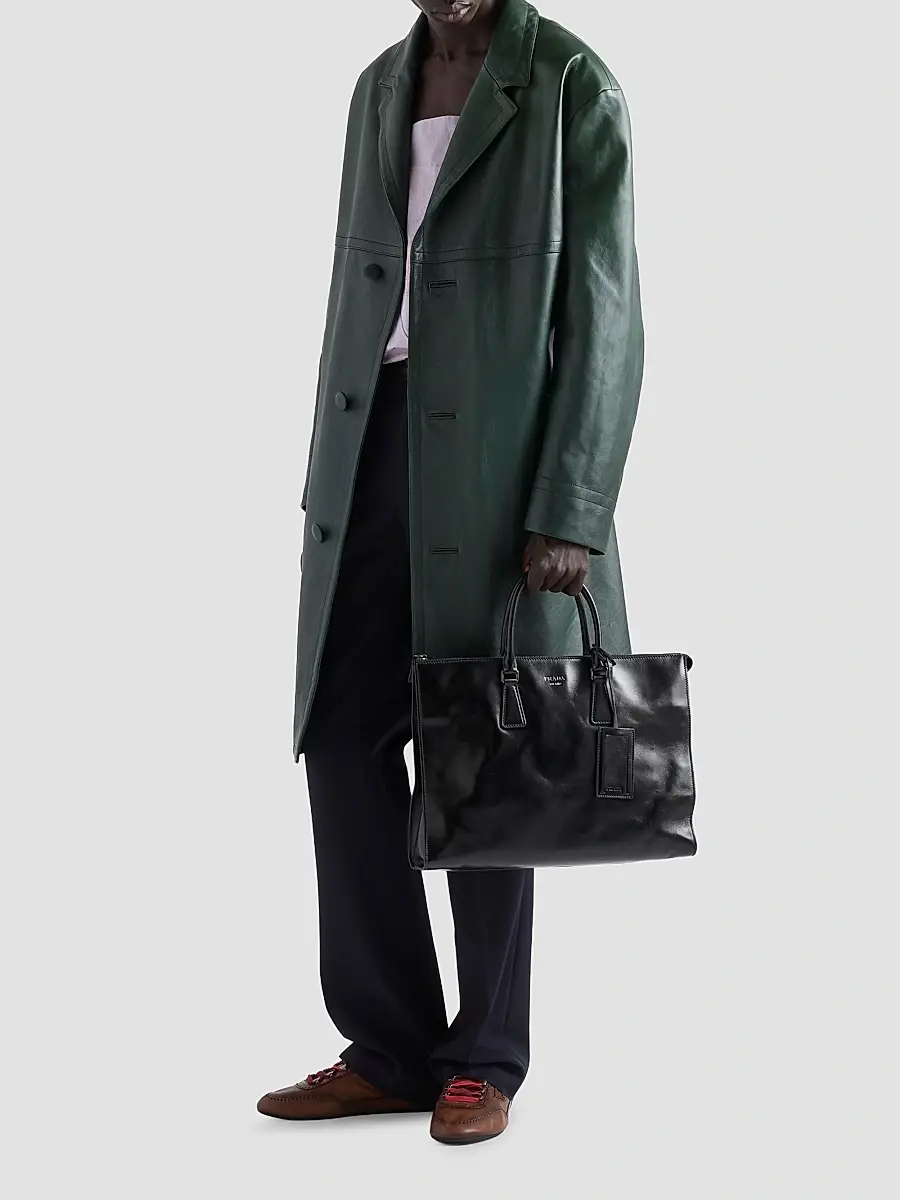 Prada Men's Leather Tote Bag | Thumbnail 2 Prada Men's Leather Tote Bag | Thumbnail 2