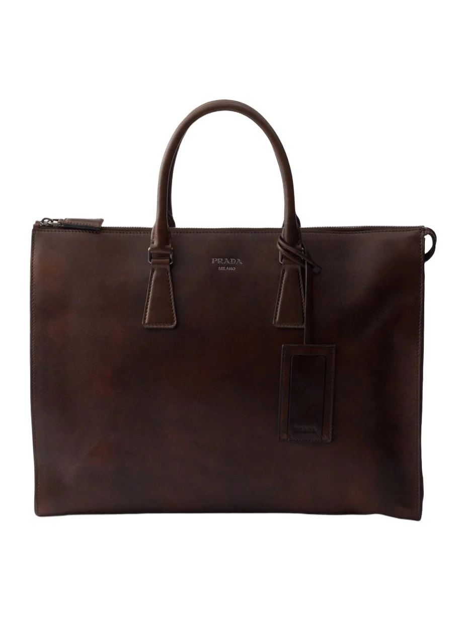 Prada Men's Leather Tote Bag