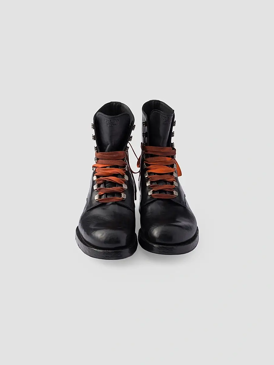 Prada Men's Leather Laced Booties | Thumbnail 2 Prada Men's Leather Laced Booties | Thumbnail 2