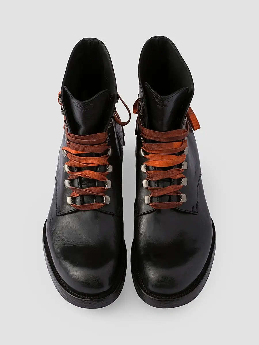 Prada Men's Leather Laced Booties | Thumbnail 4 Prada Men's Leather Laced Booties | Thumbnail 4