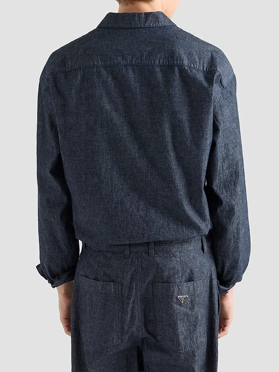 Prada Men's Chambray Shirt | Thumbnail 4 Prada Men's Chambray Shirt | Thumbnail 4