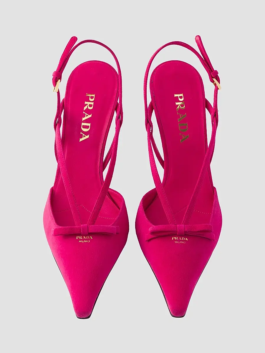 Prada Women's Suede Slingback Pumps | Thumbnail 4 Prada Women's Suede Slingback Pumps | Thumbnail 4