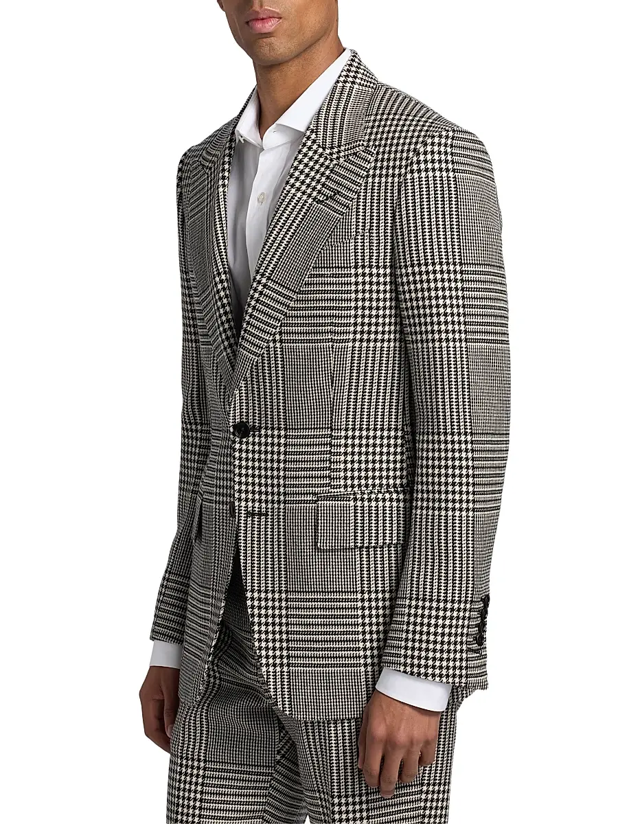 Tom Ford Men's Master Prince of Wales Wool Jacket | Thumbnail 3 Tom Ford Men's Master Prince of Wales Wool Jacket | Thumbnail 3