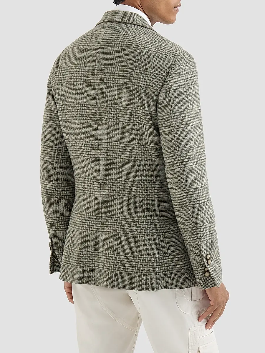 Brunello Cucinelli Men's Comfort Wool and Cashmere Prince of Wales Flannel Deconstructed Blazer | Thumbnail 3 Brunello Cucinelli Men's Comfort Wool and Cashmere Prince of Wales Flannel Deconstructed Blazer | Thumbnail 3