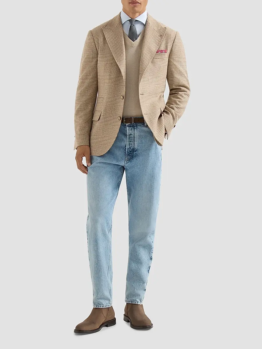 Brunello Cucinelli Men's Comfort Wool and Cashmere Flannel Deconstructed Blazer | Thumbnail 2 Brunello Cucinelli Men's Comfort Wool and Cashmere Flannel Deconstructed Blazer | Thumbnail 2